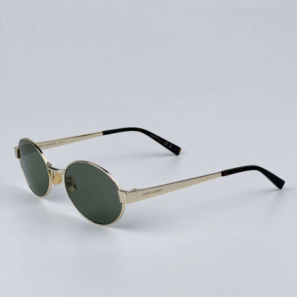 Saint Laurent SL692 003 BRAND NEW Sunglasses Gold Green Oval Men - Picture 8 of 13